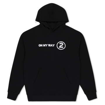 a black sweatshirt with white text on it