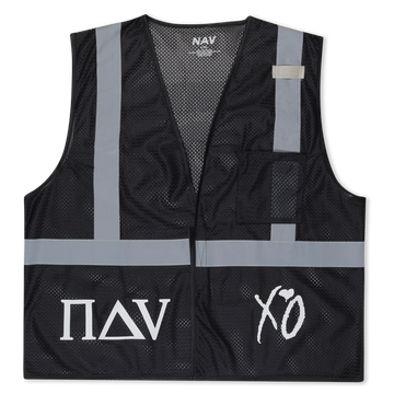 a black vest with white writing on it